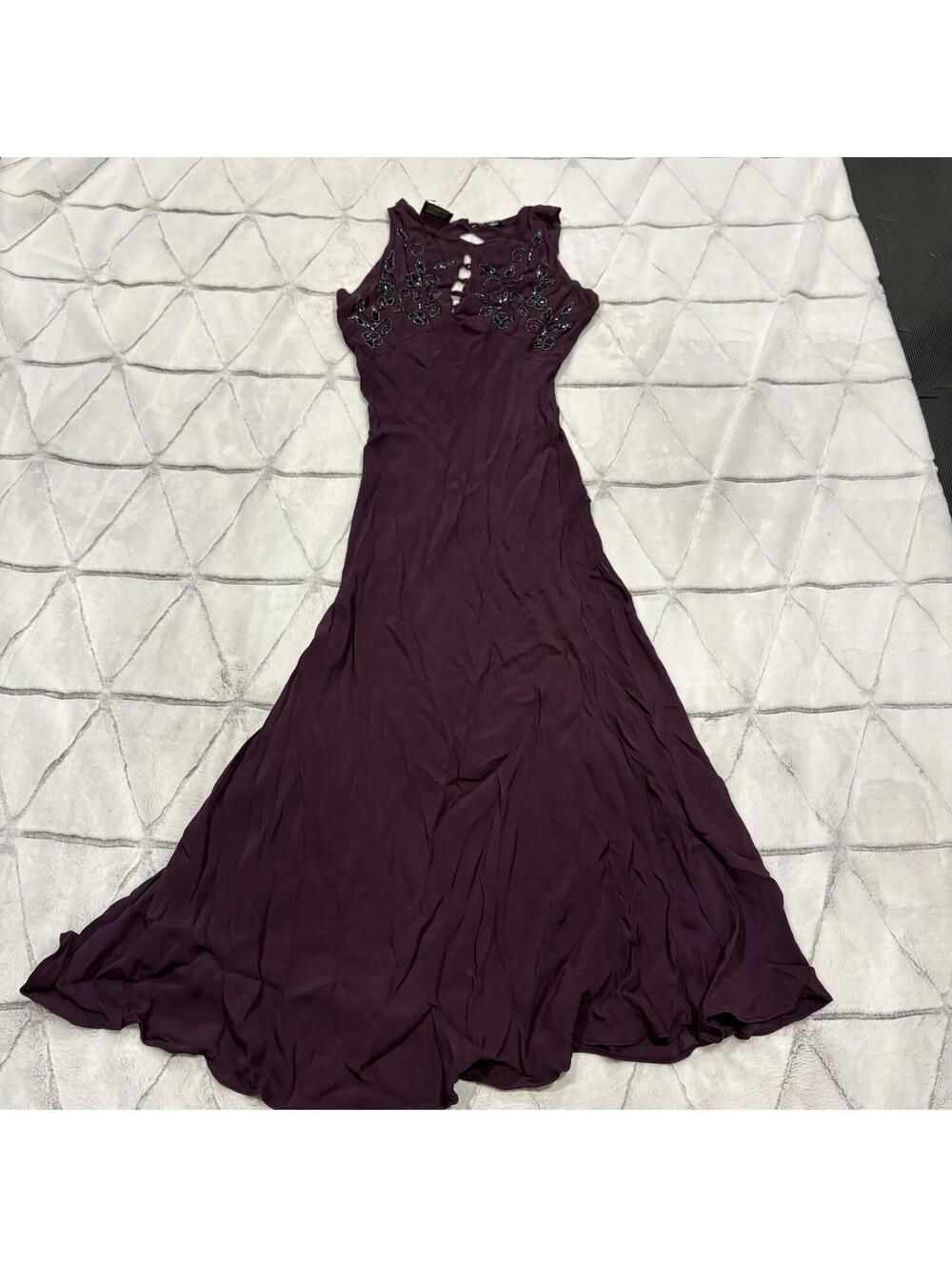 Nostalgia Vintage Y2k Purple Beaded Women's Large Embroidered Sleeveless Dress